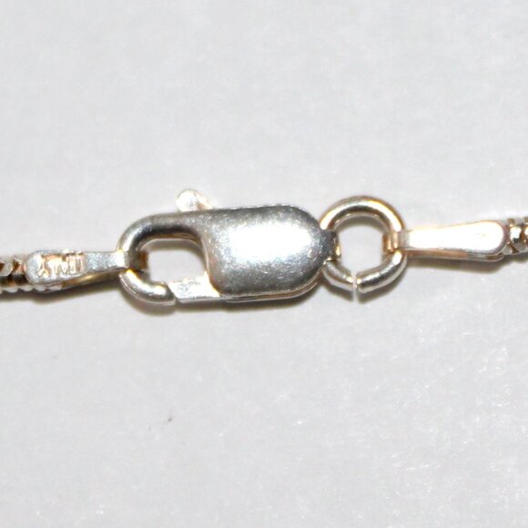 Sterling Silver Snake Chain Blue Glass Necklace - Picture 5 of 6